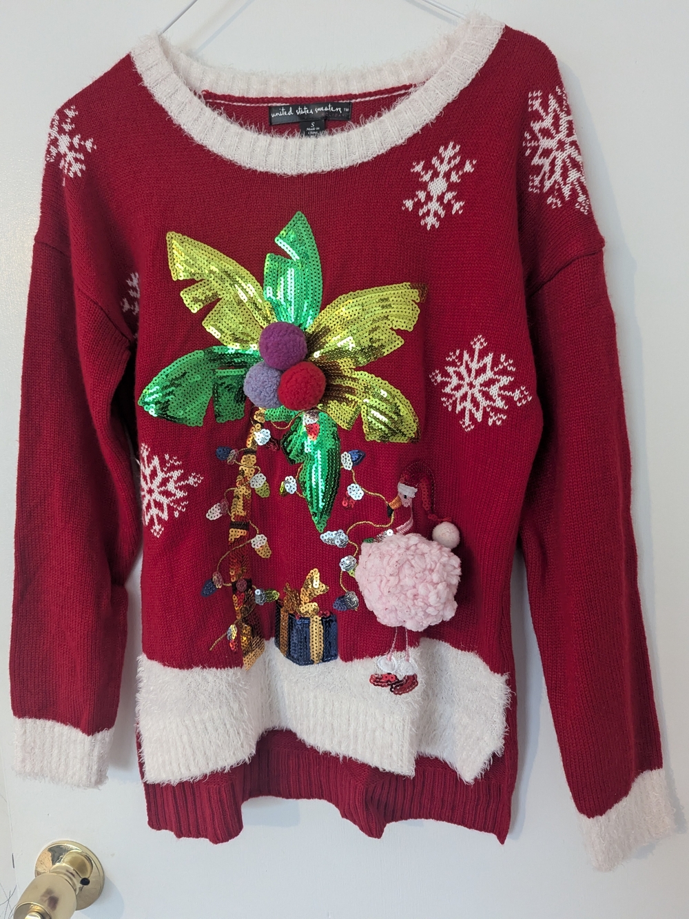 United States Sweaters Holiday Tropical Ugly Christmas Sweater S Flamingo Palm